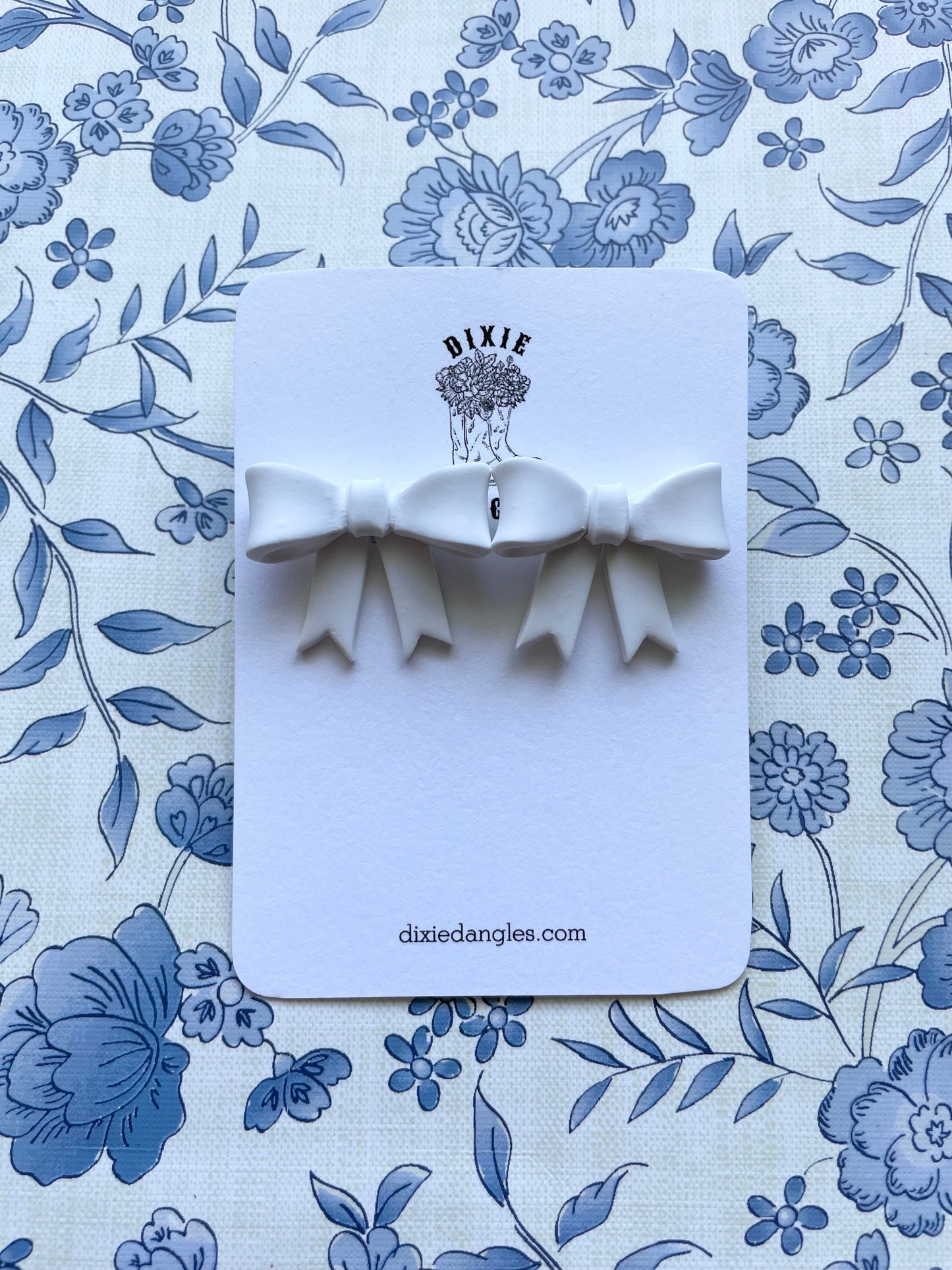 White Wedding Bow Studs - Large