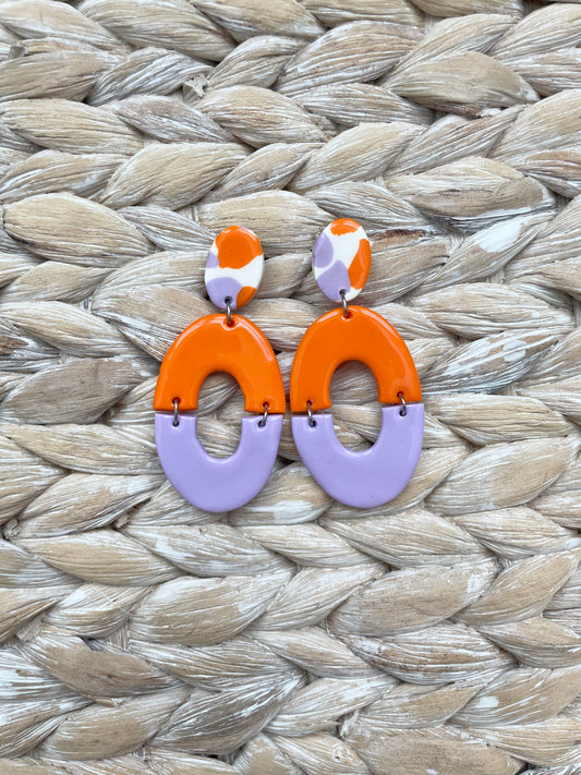 Clemson Color-block Oval Dangles