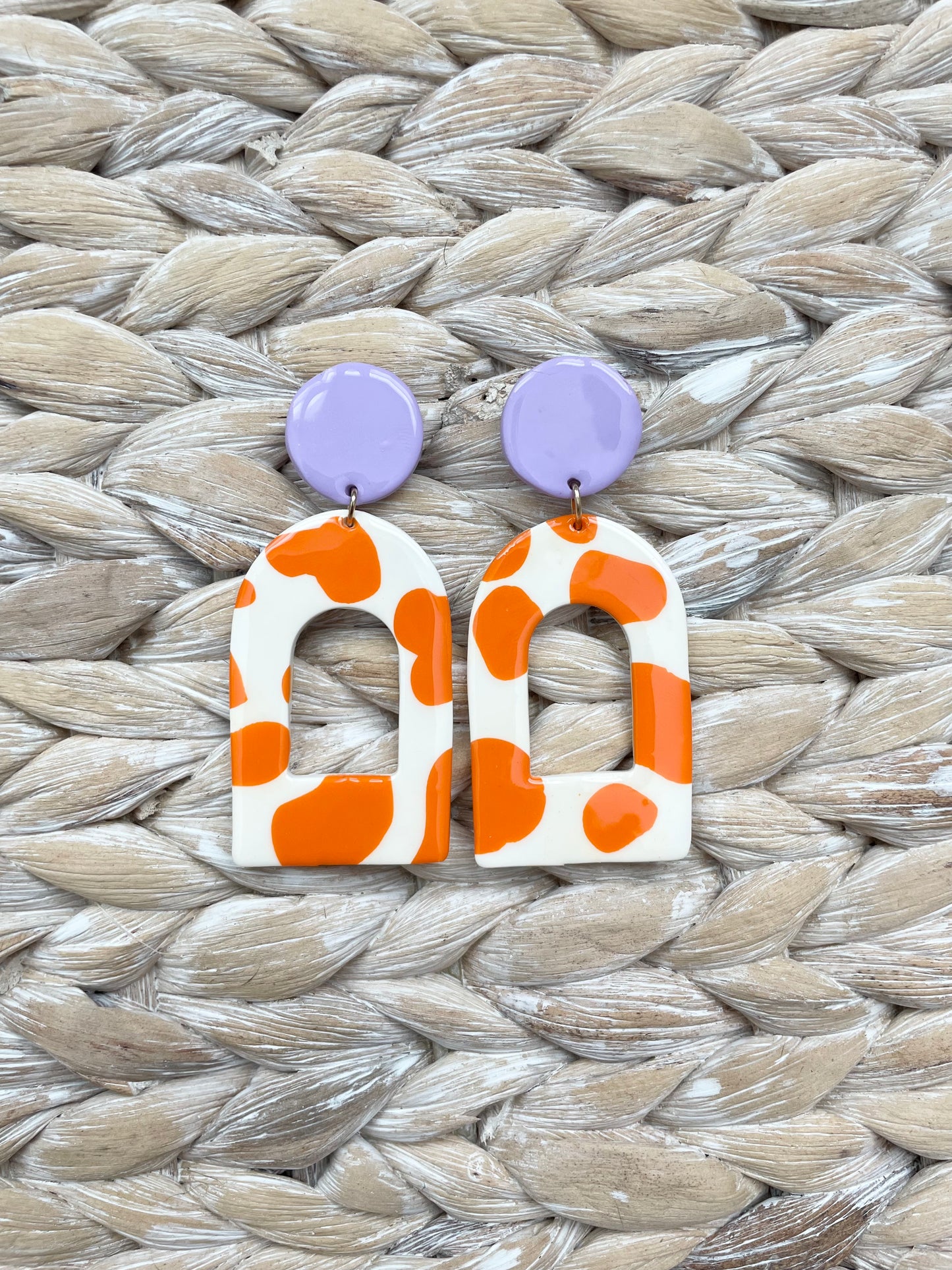 Clemson Large Cow Print Dangles