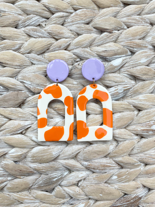 Clemson Large Cow Print Dangles